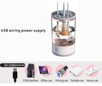 USB wiring power supply with connectors and usage scenarios on a white background