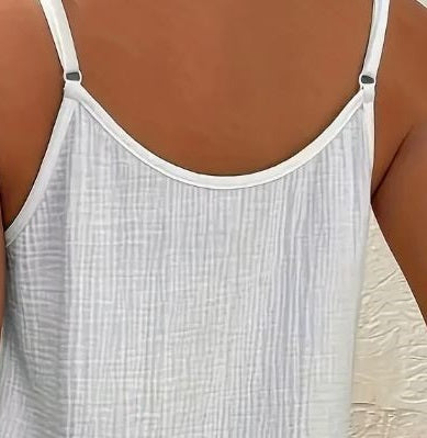 Women'S Beige Ruched Tank Top with Button Detail x2